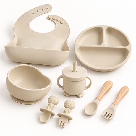 Set de vajilla de silicona para bebé 8 piezas – BLW completo con ventosa