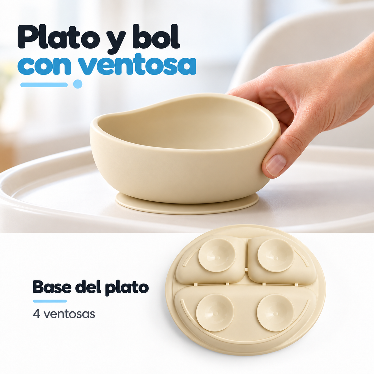 Set de vajilla de silicona para bebé 8 piezas – BLW completo con ventosa