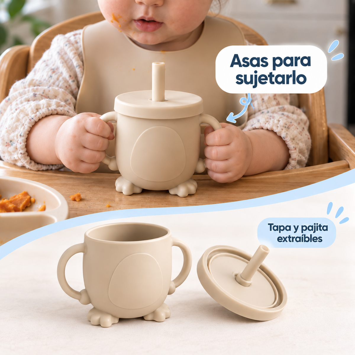 Set de vajilla de silicona para bebé 8 piezas – BLW completo con ventosa