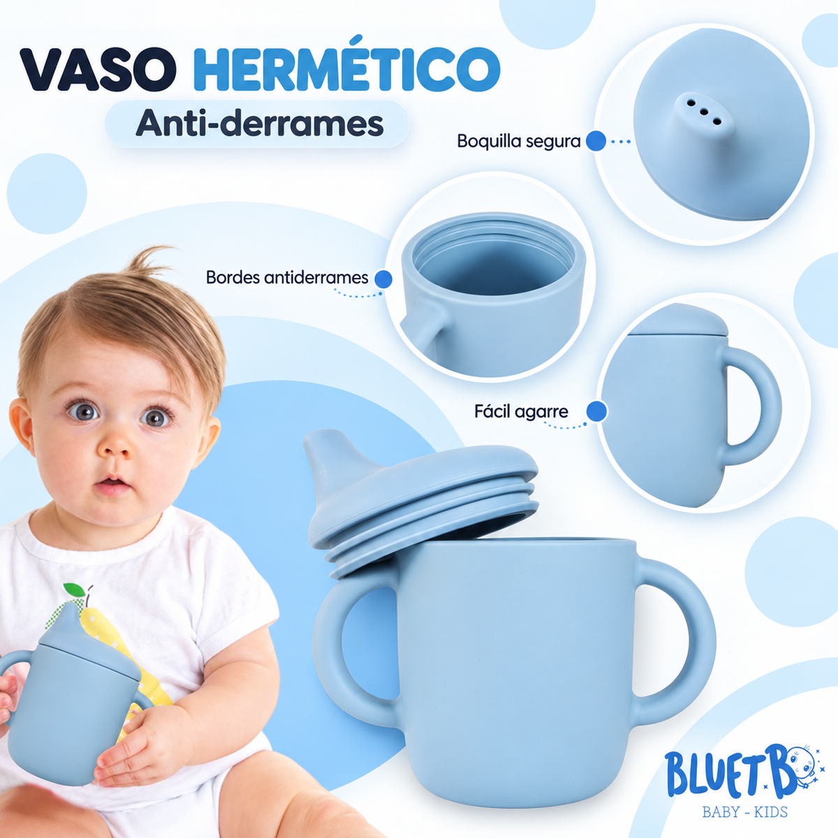 Detalle del plato con 3 compartimentos y bol con ventosa - apto para lavavajillas